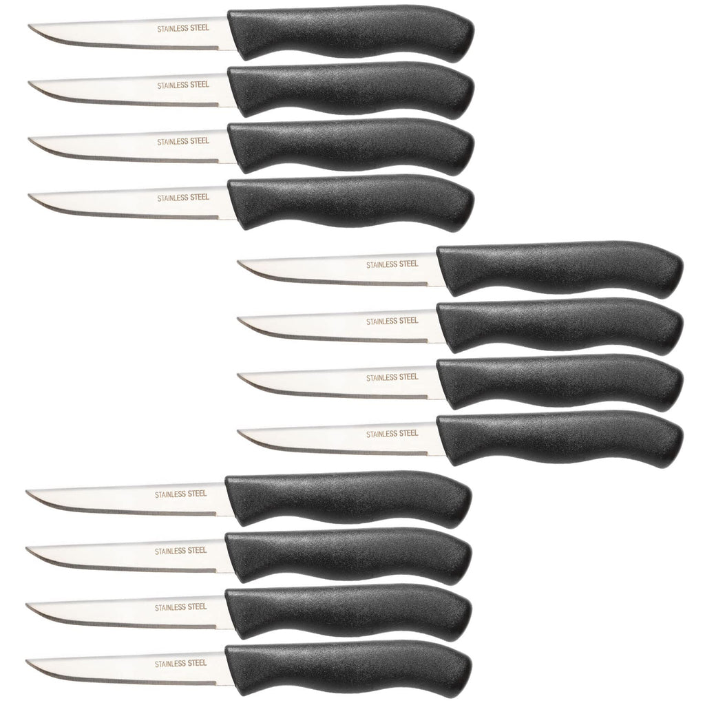 Brenium Paring and Garnishing Knife, 12-Piece Set, Straight Edge, Black