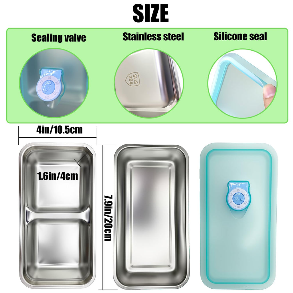 Stainless Steel Snack Containers with Lids - condiment containers with lids, reusable double compartment snack containers, Grab and Go Snack Containers Dishwasher Safe for School, Work, travel