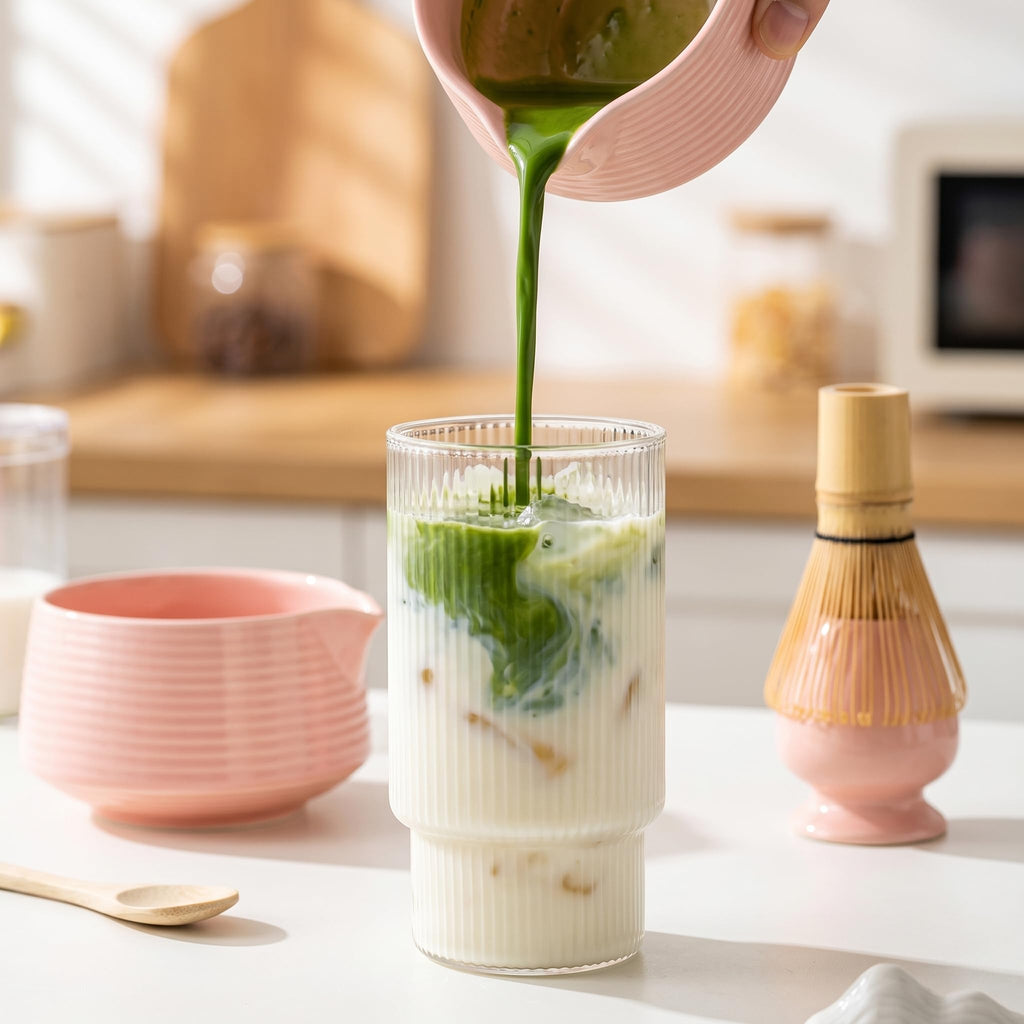 8-Piece Traditional Matcha Tea Set with Spouted Ceramic Bowl, Bamboo Whisk and Holder, Complete Japanese Matcha Kit for Home Latte Preparation, Includes Sifter and Scoop Rest, Premium Gift Box(pink)