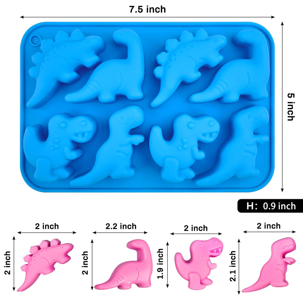 JOERSH Dinosaur Silicone Candy Molds, 2Pcs, 16-Cavity