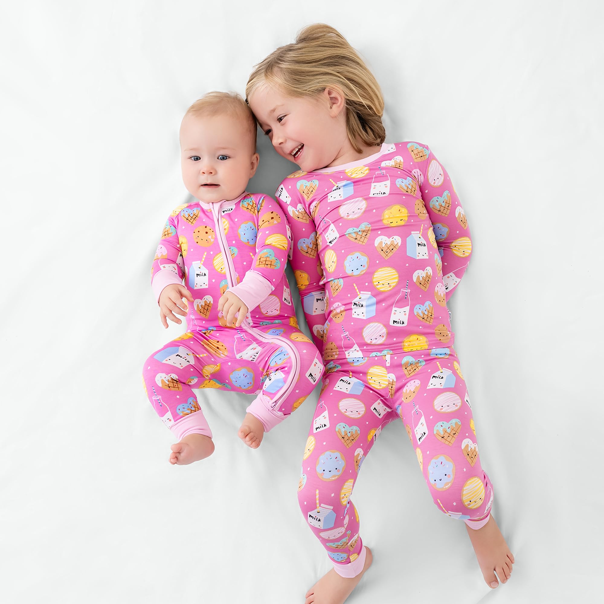 Little Sleepies Baby Pajamas, Pink Cookies & Milk, 12-18M