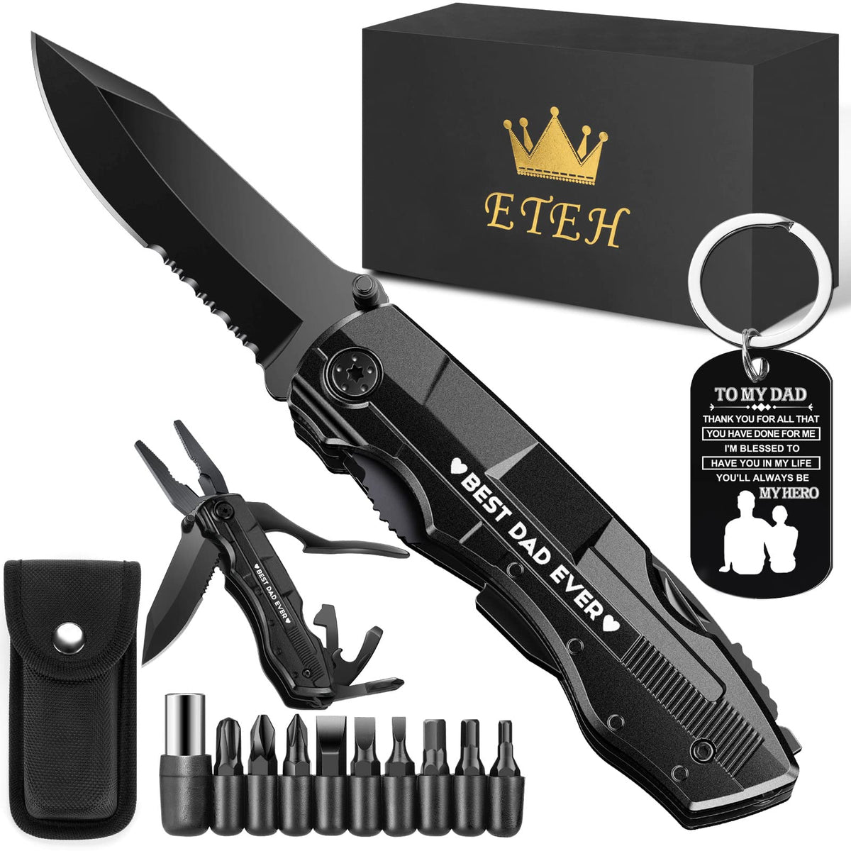 Gifts for Boyfriend Husband,Multitool Pocket Knife "I LOVE YOU",Anniversary Birthday Christmas Valentines Day Gifts for Him,Unique Camping Hunting Cycling Gift Ideas for Men