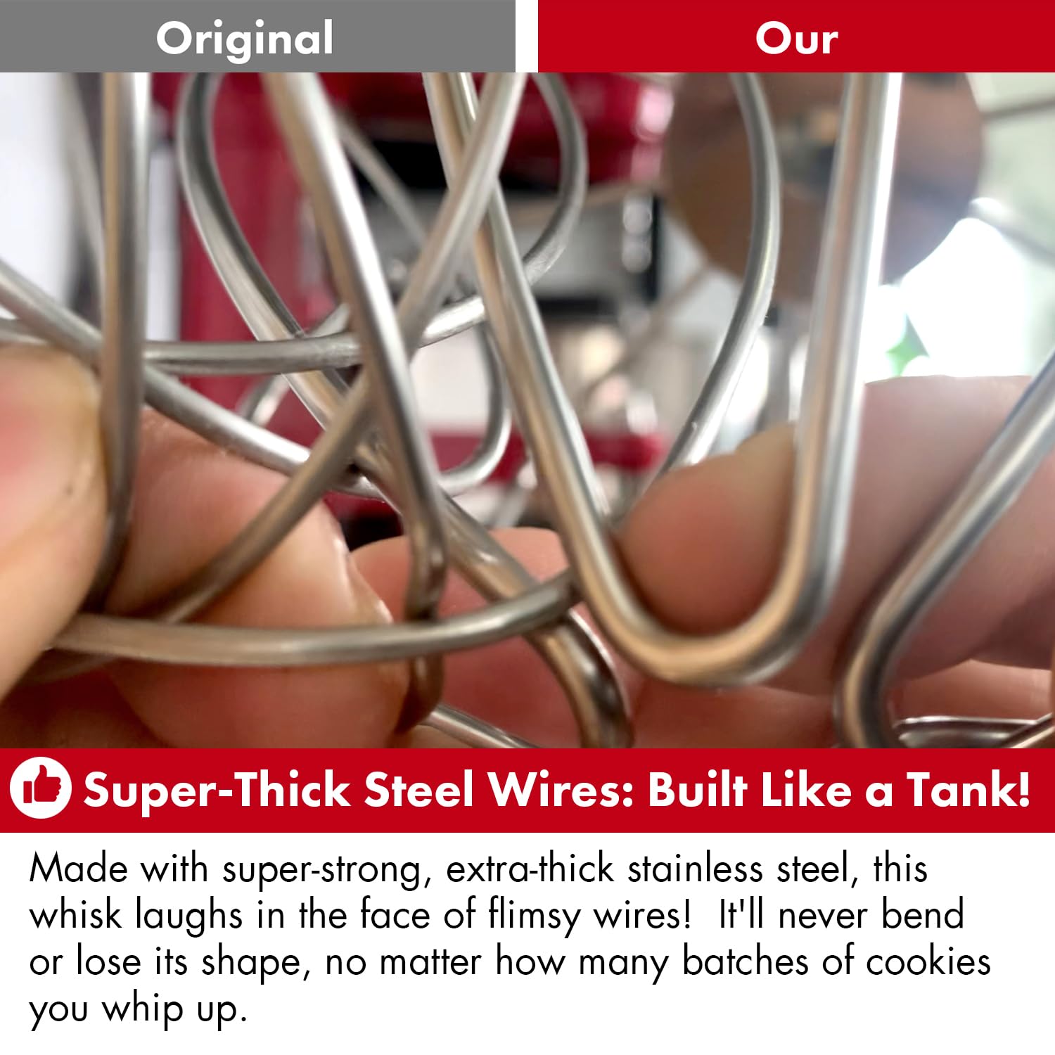 QAP Stainless Steel Wire Whip Fits KitchenAid Artisan Mini 3.5 QT