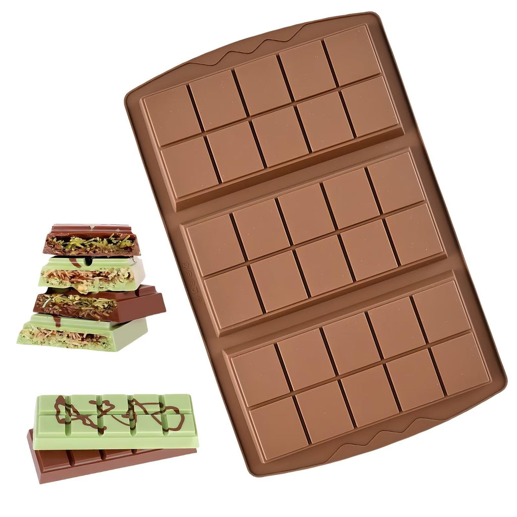 1 Pc Chocolate Bar Mold, 10 Snap 4/5 Inch Deep Large Chocolate Mould Silicone Break Apart Thick Silicone Molds for Candy, Dubai Pistachio, Snacks and Desserts