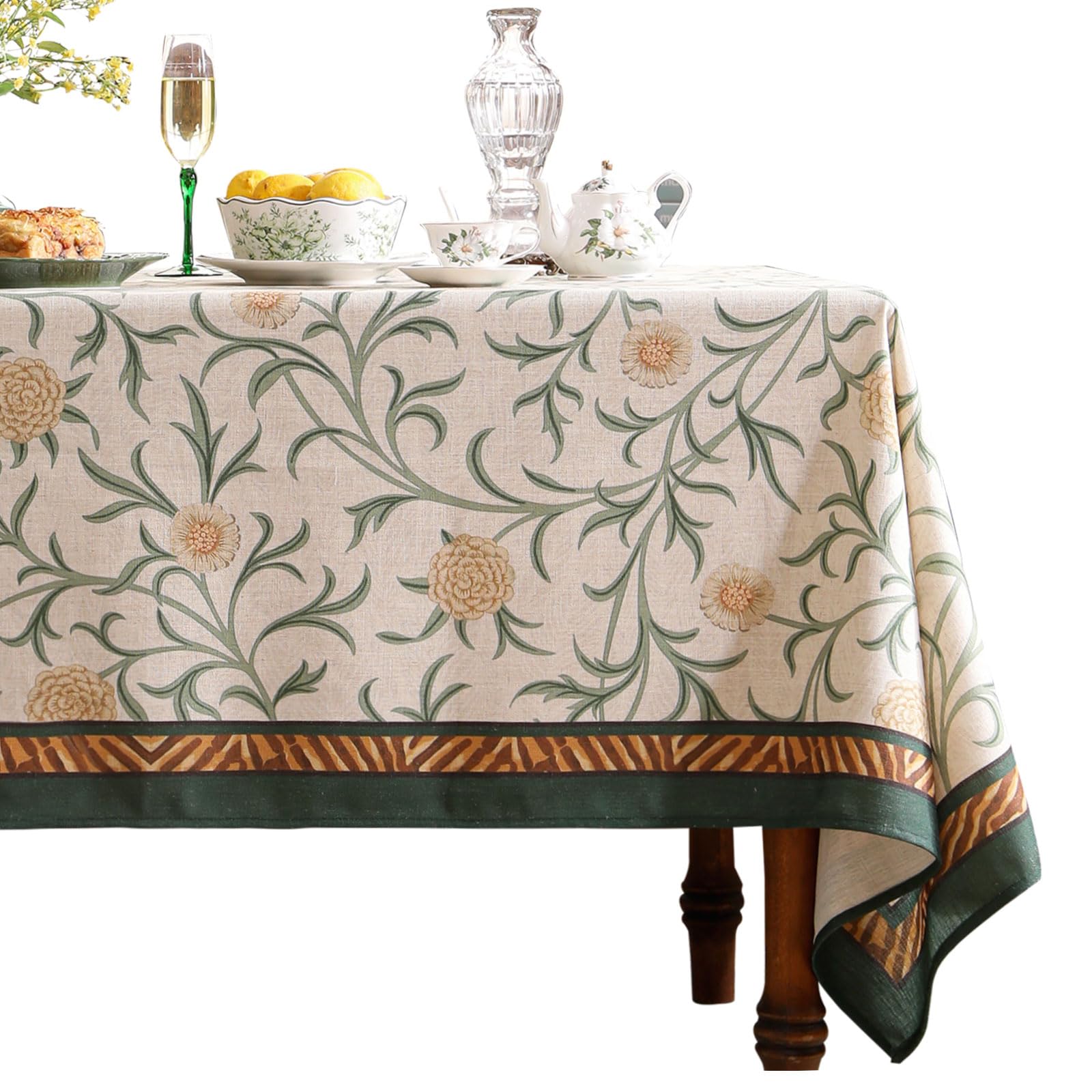 patdrea Vintage French Linen Tablecloth — 94" x 63" (Rectangular) — 79" x 55" (Rectangular) — 87" x 55" (Rectangular)