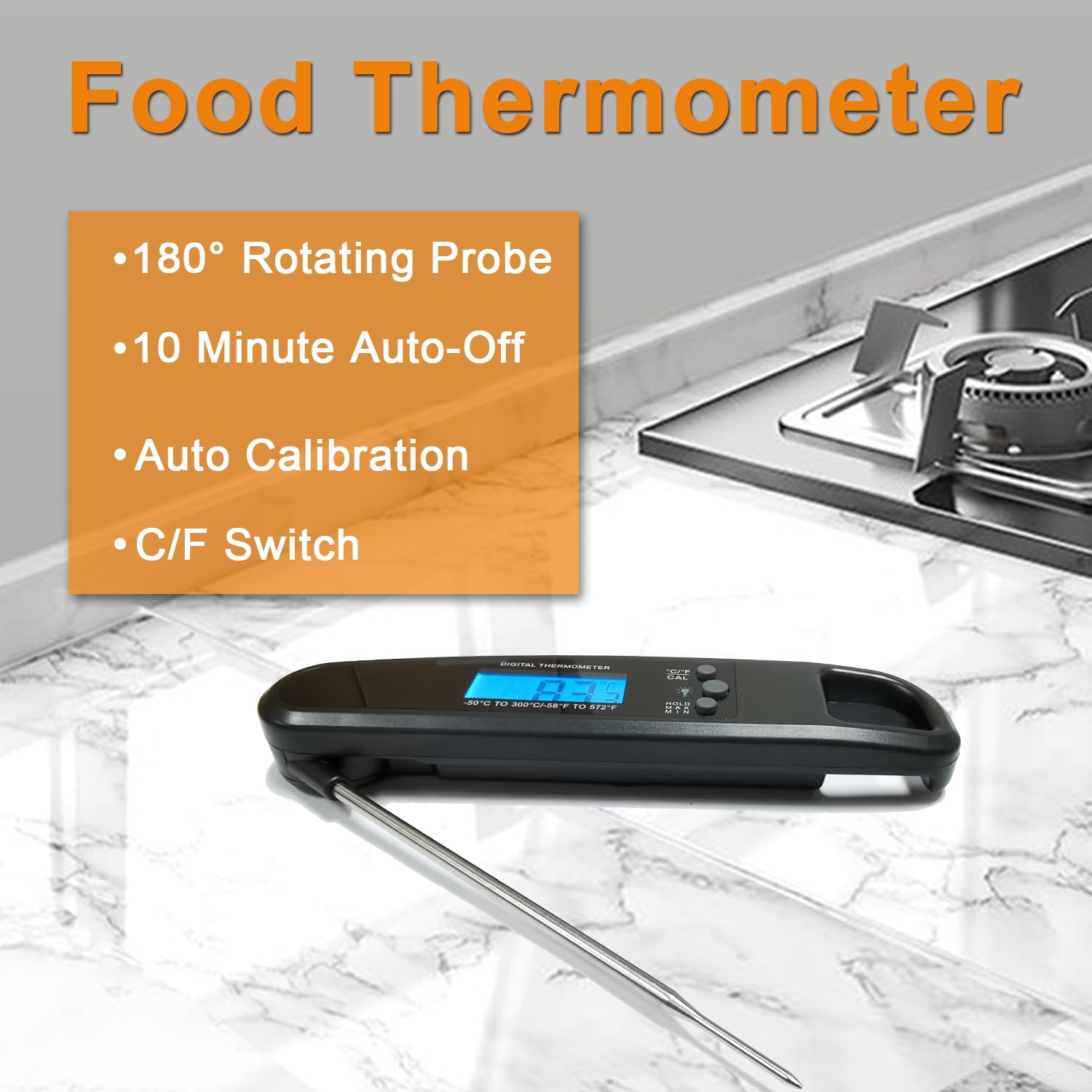 LIKEPAI Black Meat Thermometer Digital Food Thermometer for Cooking