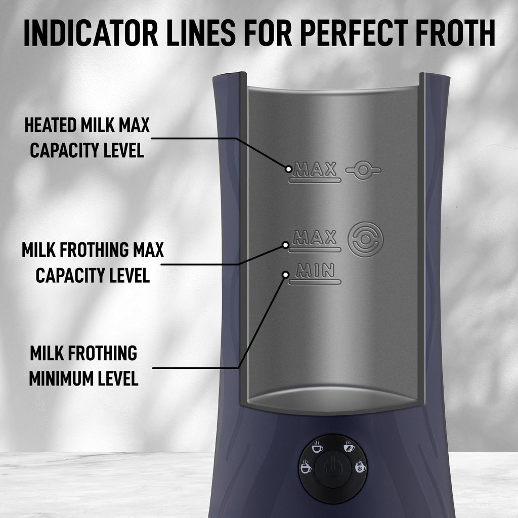 Zulay 4-in-1 Milk Frother and Steamer - Automatic Hot and Cold Foam Maker with Auto Shut Off & Temperature Control for Coffee, Latte, Cappuccino, Hot Chocolate - Navy