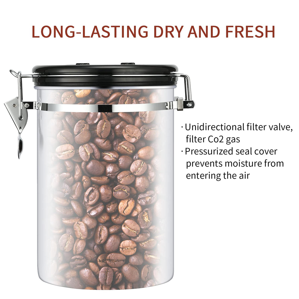 malmo Coffee Canister, Airtight Coffee Container with Date Tracker Lid, Stainless Steel Canister for Kitchen Food Storage (Black-Copper, 9oz)