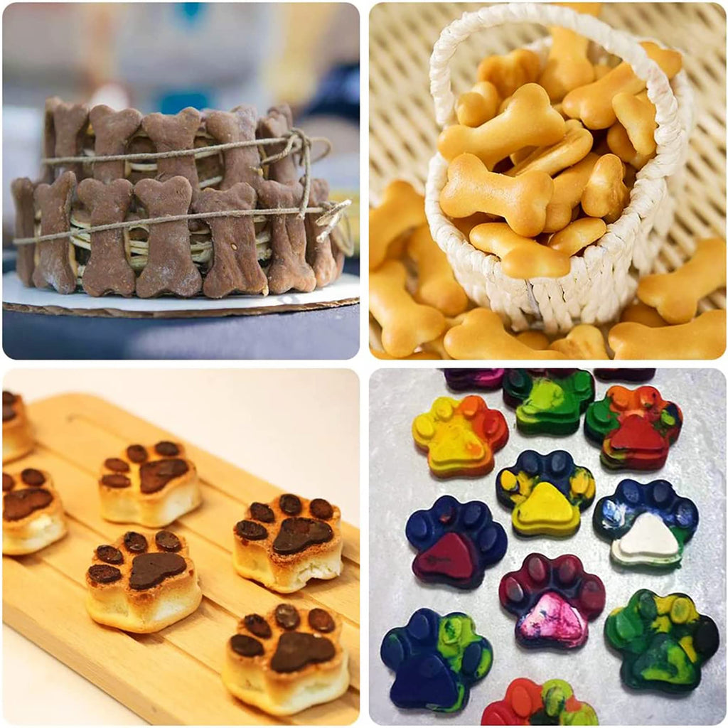 SAGOOITS 8PCS Silicone Molds Puppy Dog Paw and Bone Shape, Reusable Silicone Chocolate Molds, Non-Stick gummy molds, Dog Treat Molds, Used for Chocolate, Candy,Pudding, Jelly,Ice Cube,Biscuits
