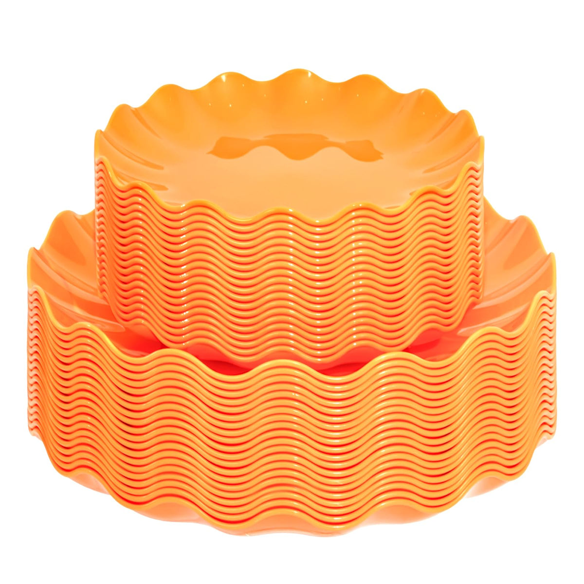 LIYH 24Pcs Green Unbreakable Plastic Plates for Birthday Scalloped