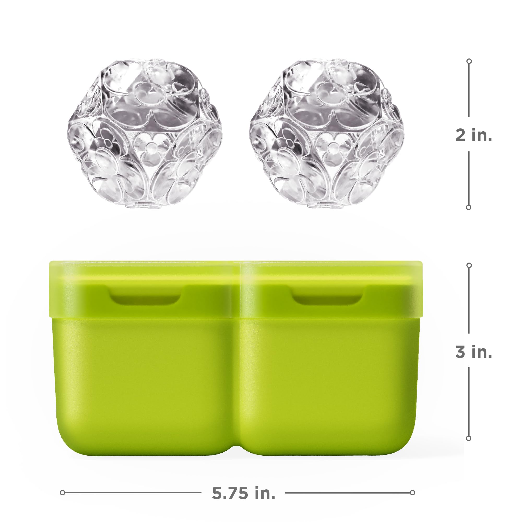 Ice Molds, Large Easy-Release Cube with Flower Pattern, Set of 2, Deco