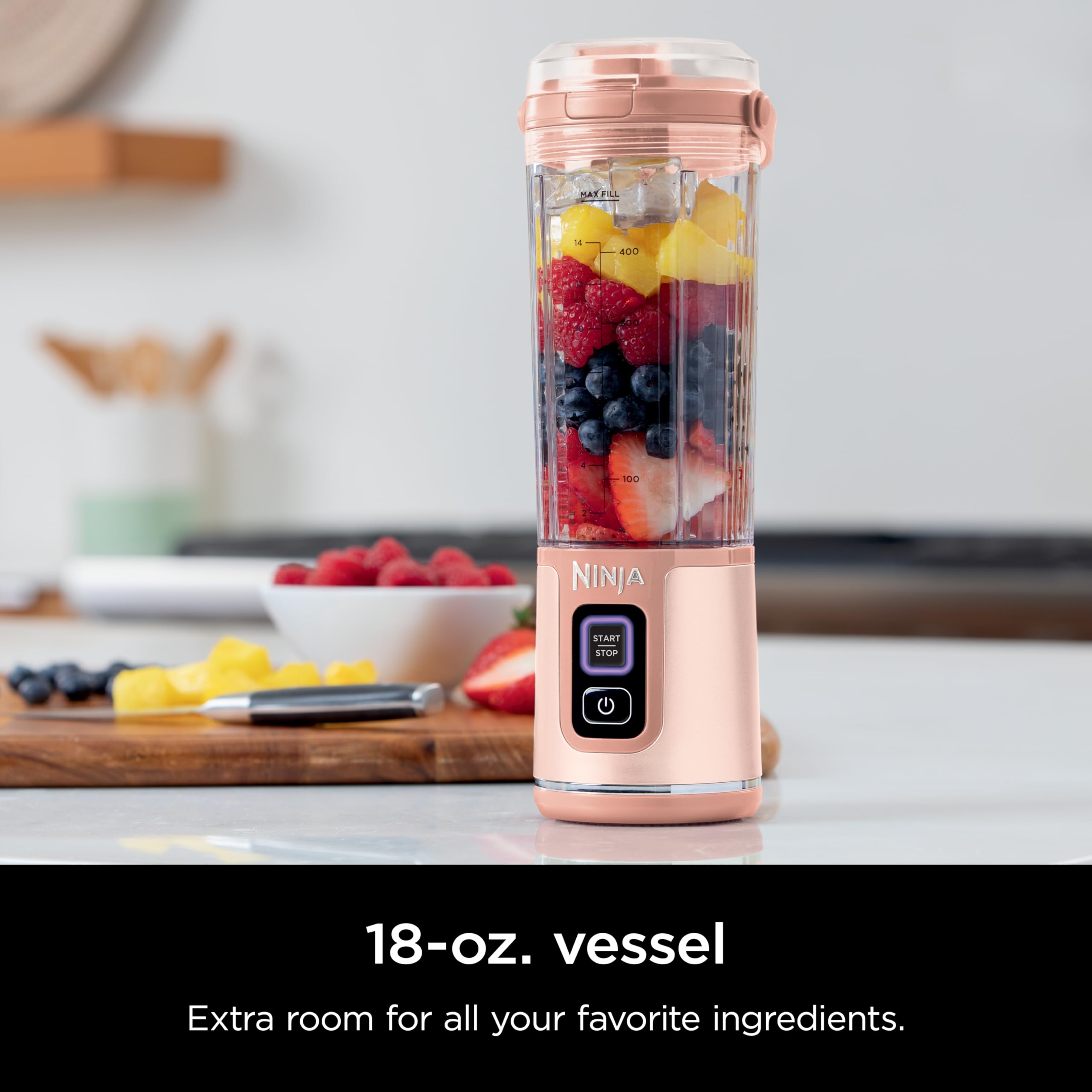 Ninja Blast Two-Pack Portable Blender, 18oz, Peach & Stone, BC155PS