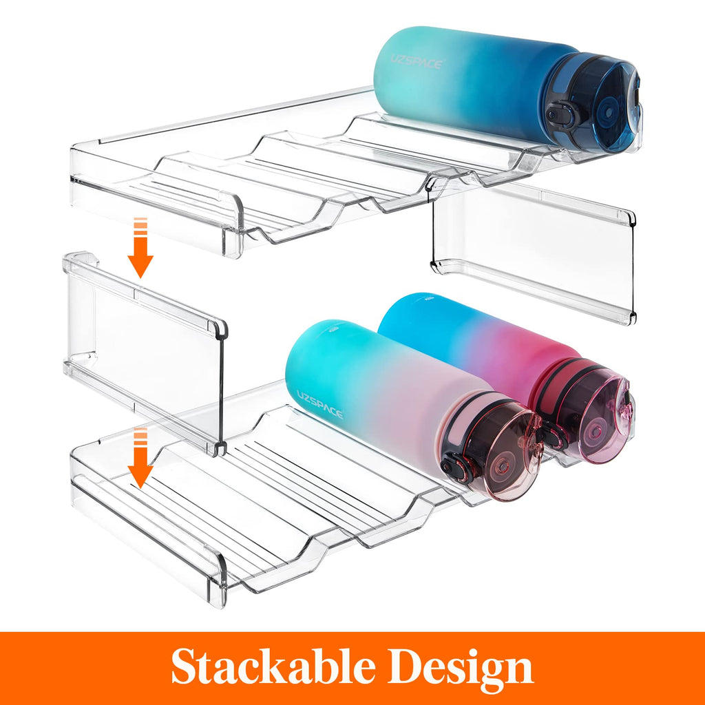 Lifewit Stackable Water Bottle Organizer for Cabinet, Plastic Bottle Holder Fits Bottles/Tumblers up to 3.8" Diameter for Pantry/Countertop, 4 Tier Holds 16 Bottles 41 x 20 x 34 cm/16 x 8 x 13.4