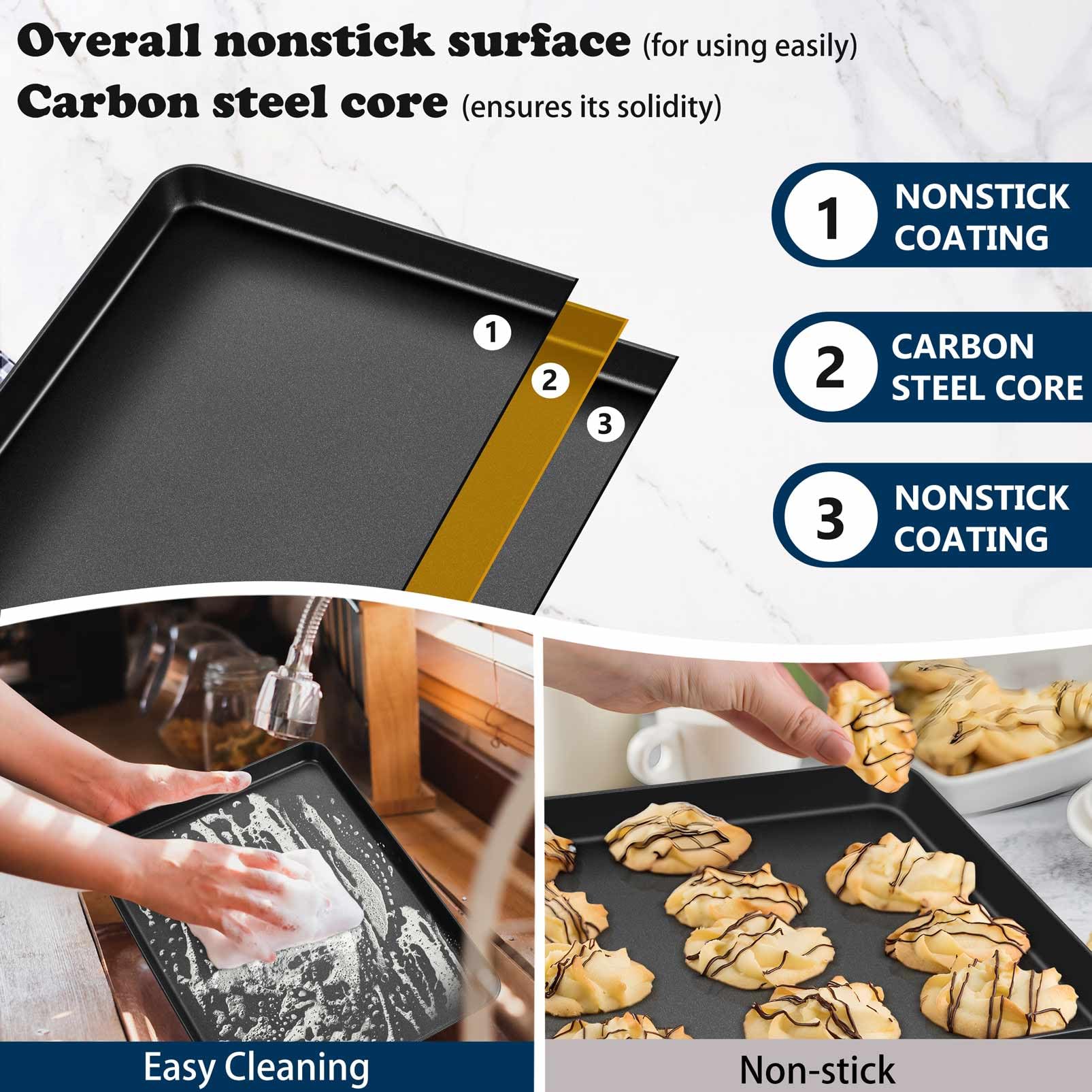 P&P CHEF Baking Cookie Sheet Pan, Carbon Steel Oven Tray, 16 Inch & 1PC
