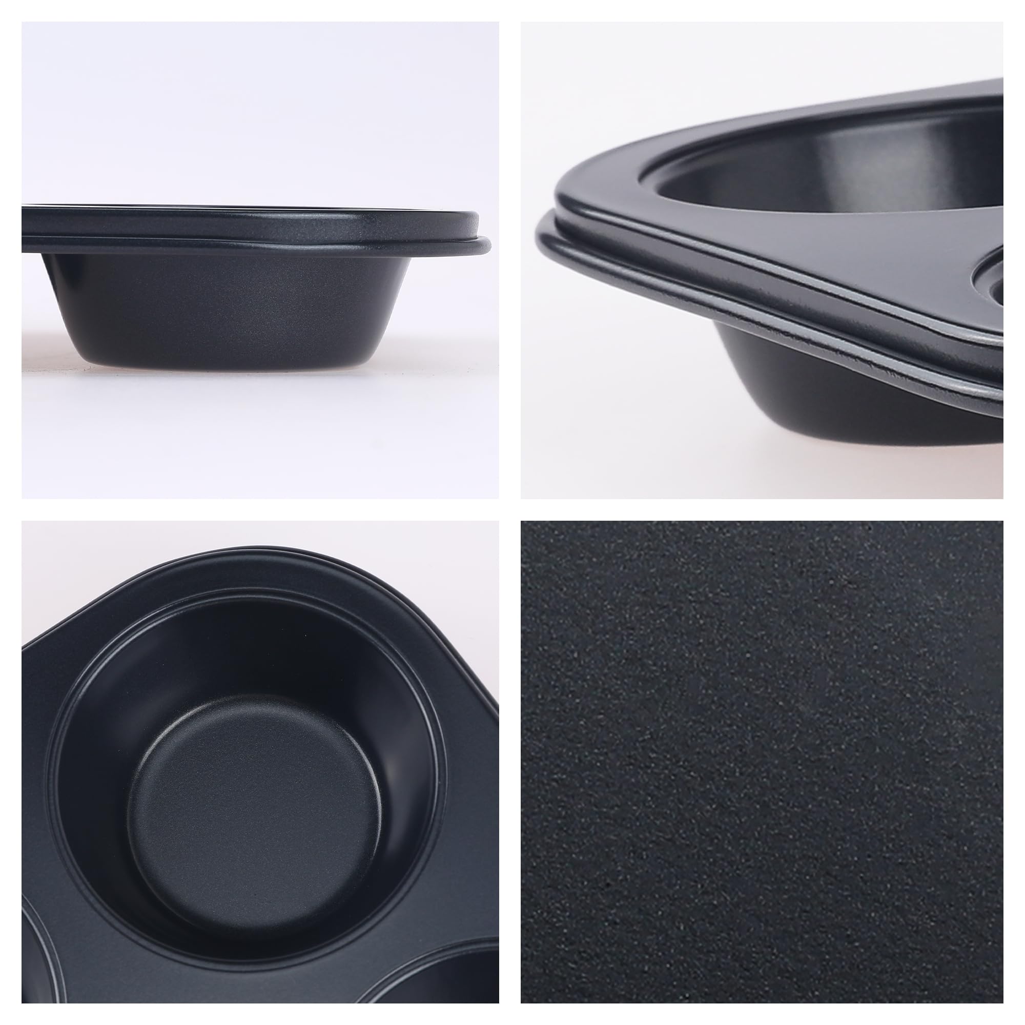 DRMHM Muffin-Pan for Baking, Nonstick Cake Pan 12 Cups, 3 Pack Cup Premium Cheesecake Pans, Cupcake Baking Pan for Oven 10.4 * 7.1 * 1.2in Black