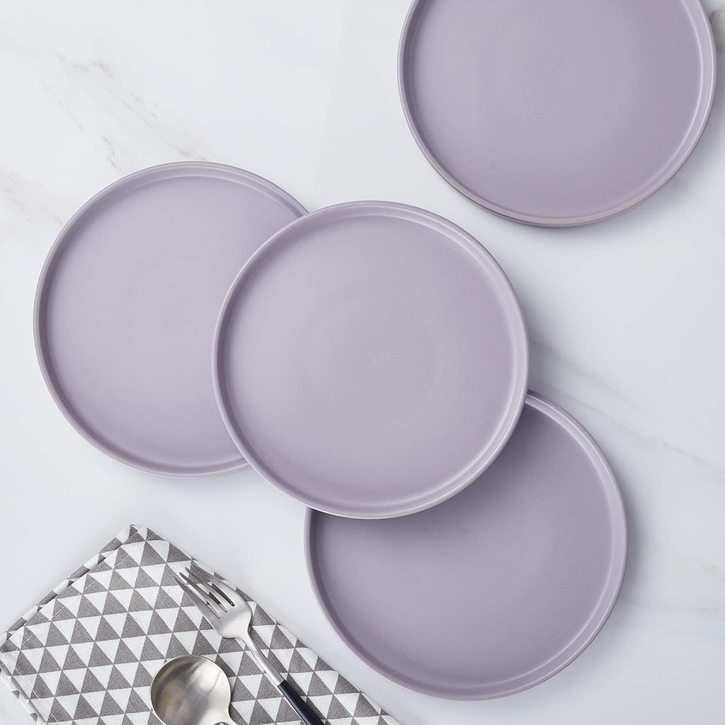 Stone Lain Cleo Stoneware 16-Piece Modern Dinnerware Set, Plates and Bowls, Light Gray, Service for 4, Microwave & Dishwasher Safe