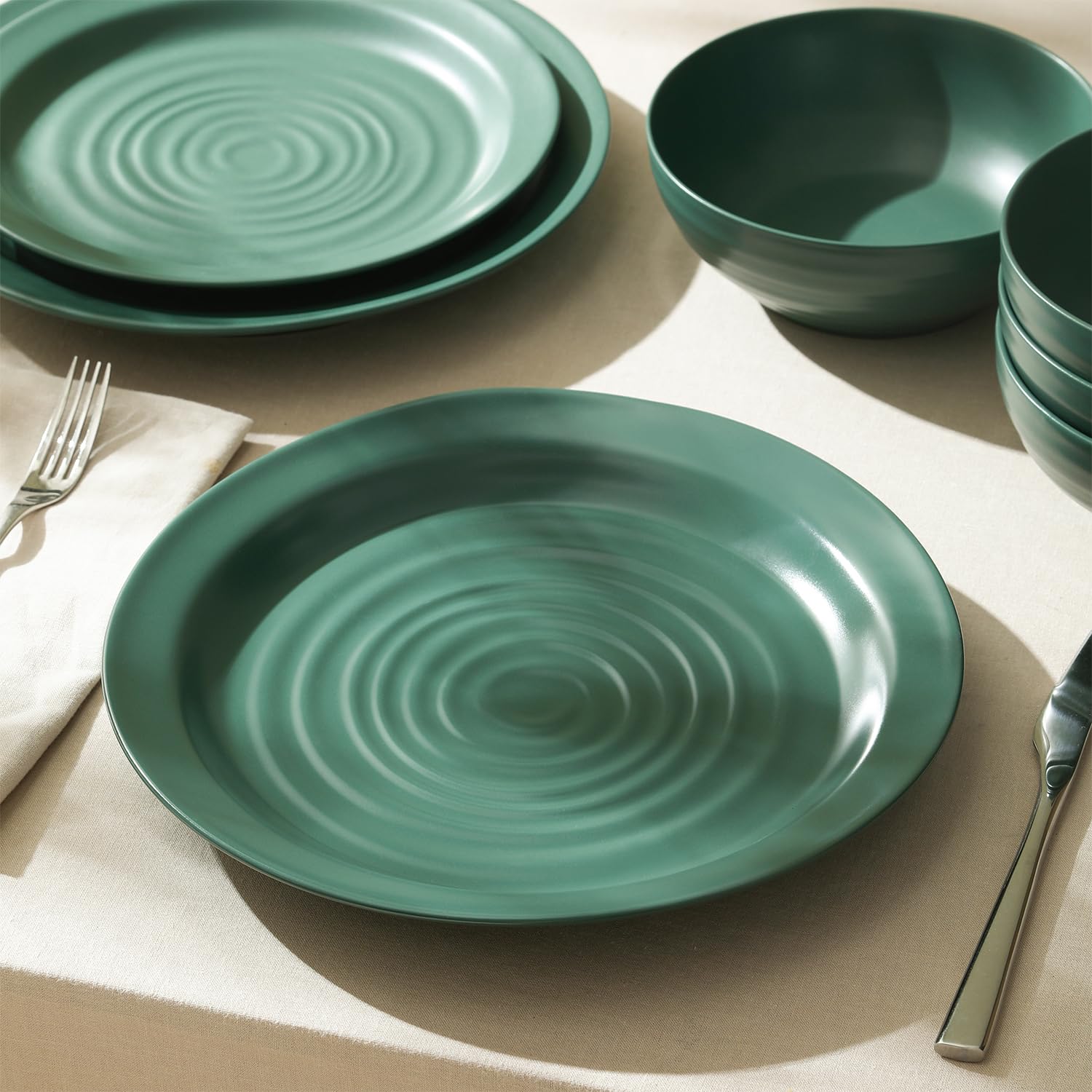 Stone Lain Orbit 4-Piece Salad Plate Set Stoneware, Green