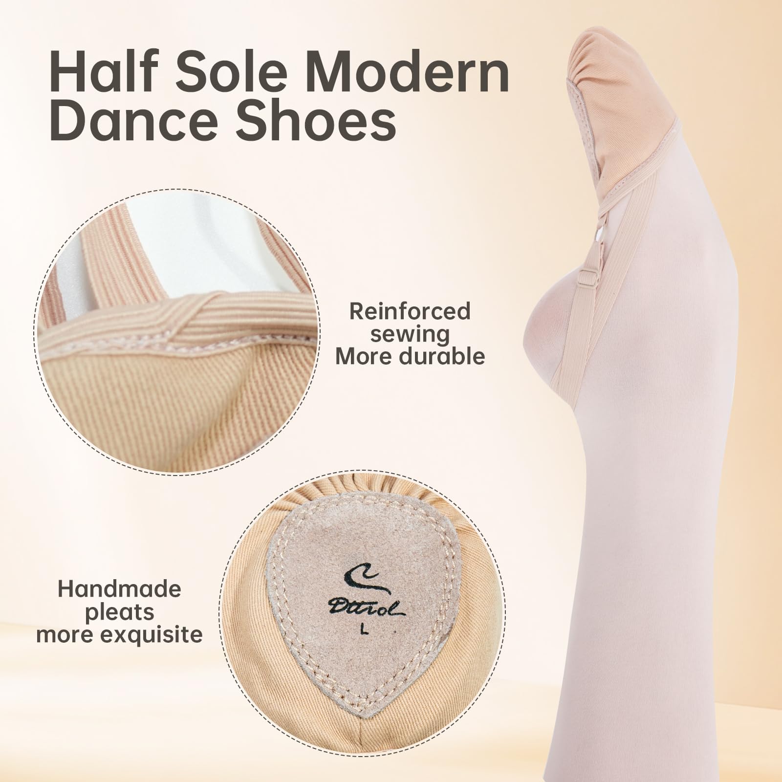 Caplancy Half Soles Dance Shoes for Women Girls Men Lyrical Pirouette Ballet Canvas Shoes Turners Dance Shoes for Contemporary (Girls/Boys) Toast S