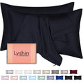 LYSHIN Silk Pillow Cases 2 Pack Queen Size with Zipper, Navy Blue