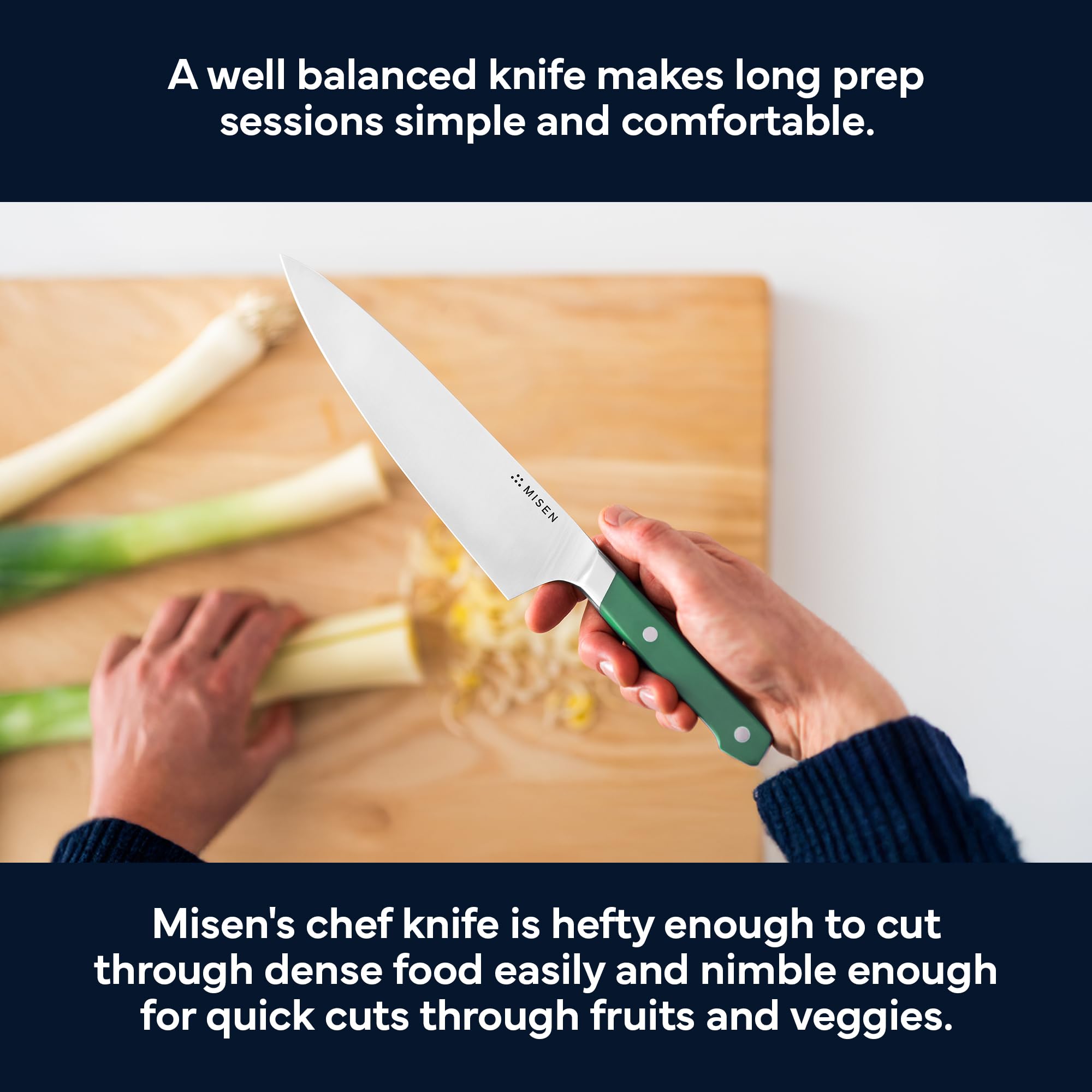 Misen 8 Inch Chef Knife, AUS-10 Japanese Stainless Steel - Green