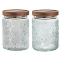 24 OZ/2 PCS Glass Storage Jar with Airtight Bamboo Wooden Lids, Vintage Food Containers Canisters Sets for Kitchen Counter Pantry, Sugar, Flour, Candy, Tea, Coffee Beans, Oats, Grain Bin, Pasta,