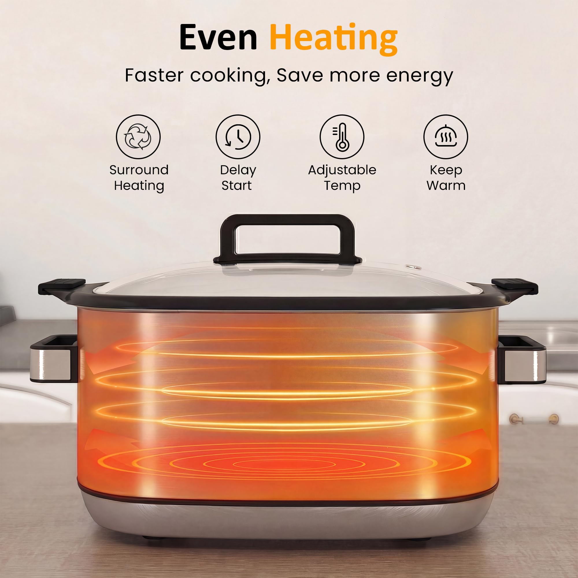 Sunvivi 12-in-1 Programmable Slow Cooker 6.5QT with Timer & Keep Warm