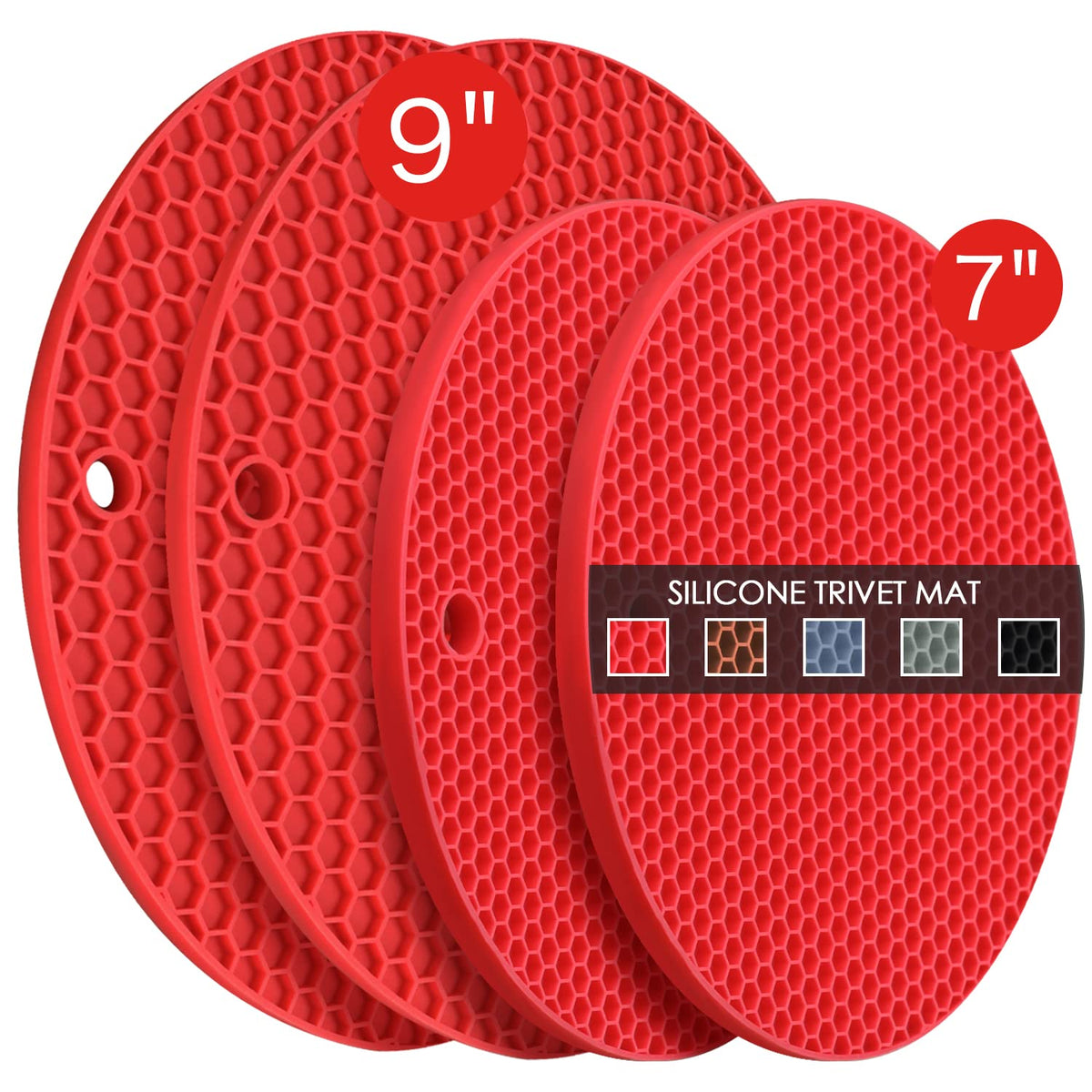 Silicone Trivets for Hot Pots and Pans, 3 Pack Heat Resistant Pot Holders for kitchen Large Silicone Trivet Mat for Hot Dishes, Black Hot Pads for Kitchen Counter, Hot Mats Spoon Rest, 9 * 12 Inches