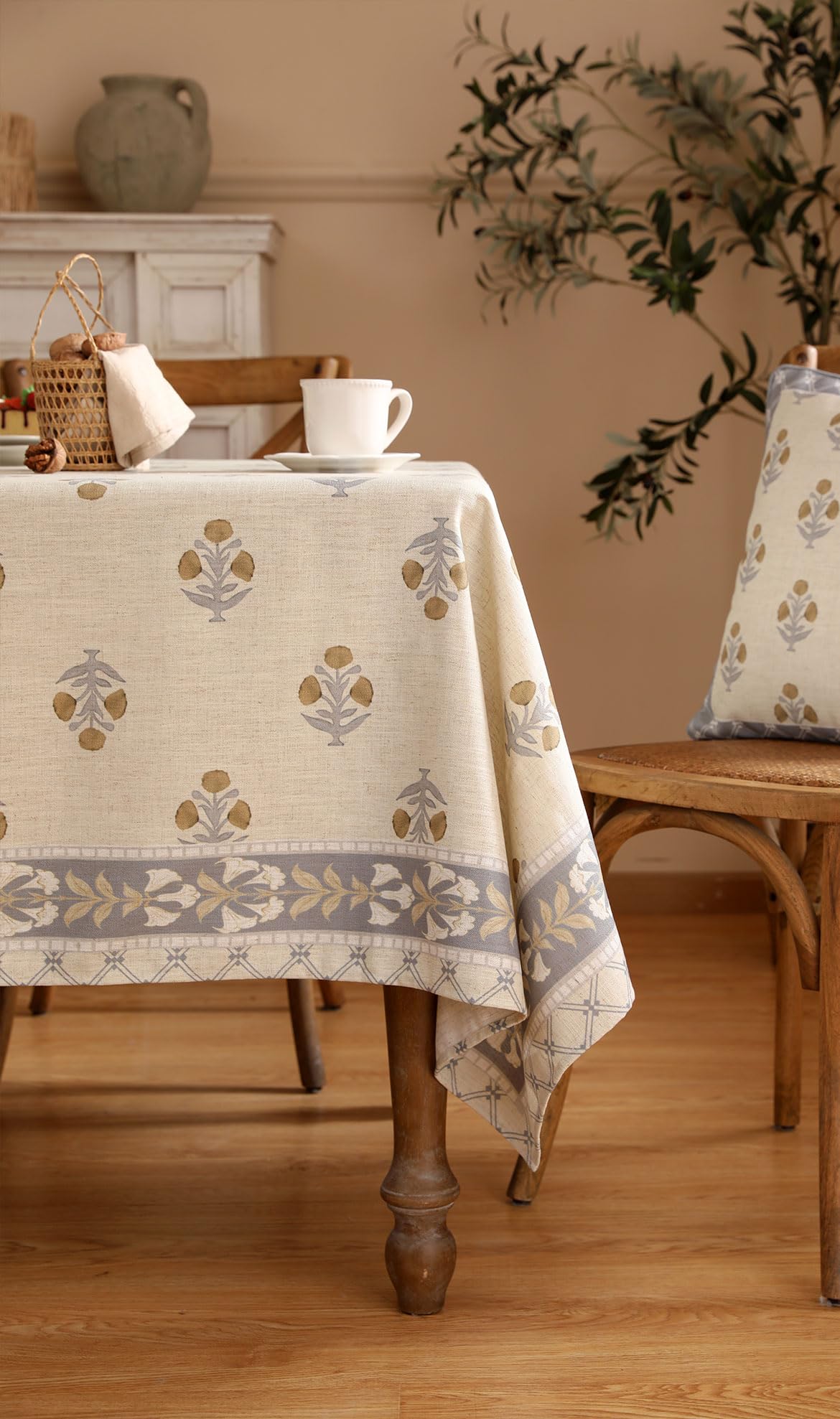 patdrea Vintage French Linen Tablecloth,Rectangular,110"x63"-Istana A
