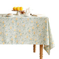 patdrea Designer Linen Green Long Tablecloth for Rectangle Table,Vintage Breathable Yellow Fruits Pattern Table Cloth,Decor Cover for Kitchen Dining,Christmas,Thanksgiving,Party,63"x102"-Ania a