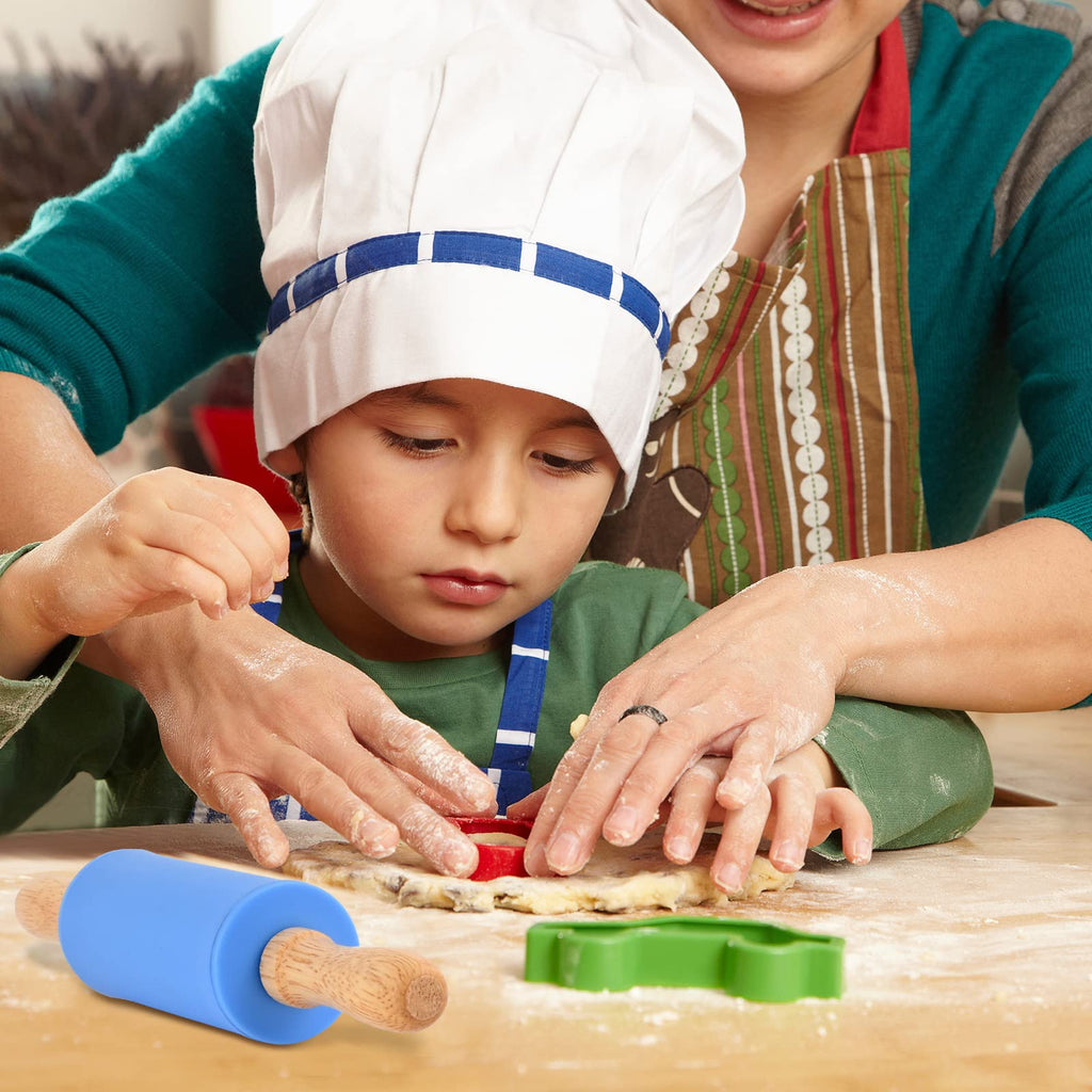 Honglida Mini Silicone Rolling Pin for Kids, Non-stick Surface Wood Handle, 9 Inch 20 Pack