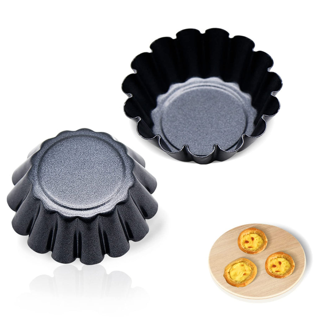 MGGi 12 Packs Egg Tart Mold, Bigger Size 3 x 0.9inch, Non-Stick Pan Carbon Steel Cake Molds, Mini Pie Mould, Muffin Cupcake Pudding Baking Cup Maker - for Pies, Chinese Egg Tart, Cakes