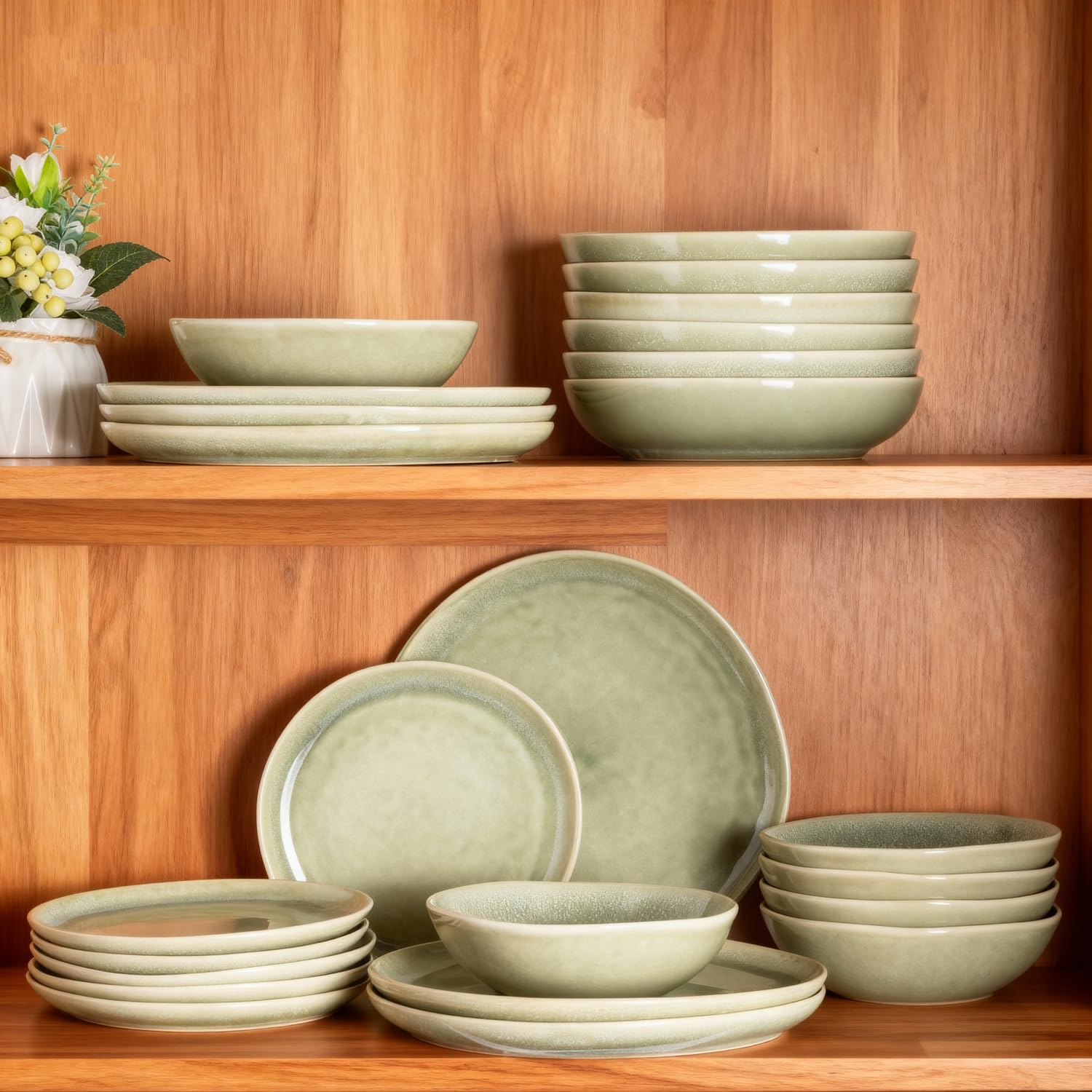 AmorArc Ceramic Dinnerware Sets for 8, 24Pcs Plates and Bowls Sets Dishes