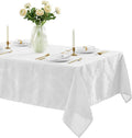 Newbridge Barcelona Luxury Damask Fabric Tablecloth, 70” Extra Wide x 108” Rectangle, White, 100% Polyester, No Iron, Soil Resistant Dining Room, Party and Banquet Table Cover