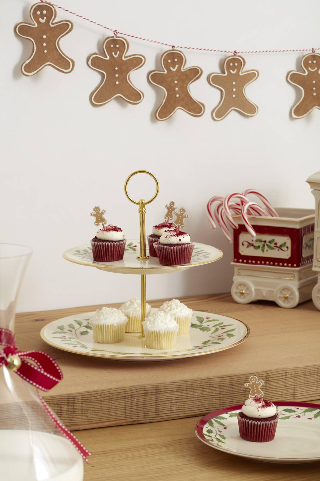 Lenox Holiday Porcelain 2-Tier Christmas Serving Tray