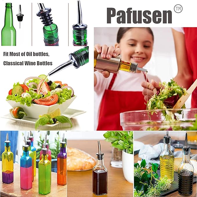 Pafusen 24 Pack Liquor Bottle Pourers, Liquor Pour Spout for Liquor Bottles, Stainless Steel Olive oil Dispenser Spout, Alcohol Pourer Spouts Dust Caps Covers, Gold
