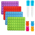 Gummy Candy Molds - 4Pcs Silicone Gummy Bear Molds With 2pcs Dropper,Non-stick and Bpa Free for Mini Candy Chocolate Gummies Baking