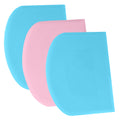 SURDOCA Dough Scraper Bench Scraper - 3P 5.9x4.3" Plastic Flexible Bowl Scraper, Sharp Edge & Angles Cake Scraper. Non-Slip Bakeware Decorating Tools Sculpting & Modeling Tools - Blue+Pink+Blue