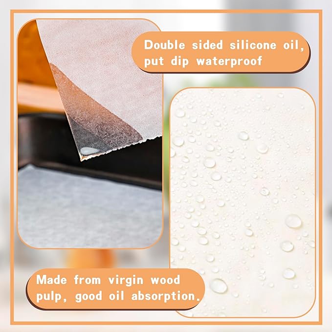 Parchment Paper Sheets 300Pcs,6x8In Baking Paper,Baking Supplies Sheets Non Stick,Non-Toxic Baking Parchment for Air Fryer, oven liner,Grilling, Steaming Cooking Bread Cake and Wrapping Food