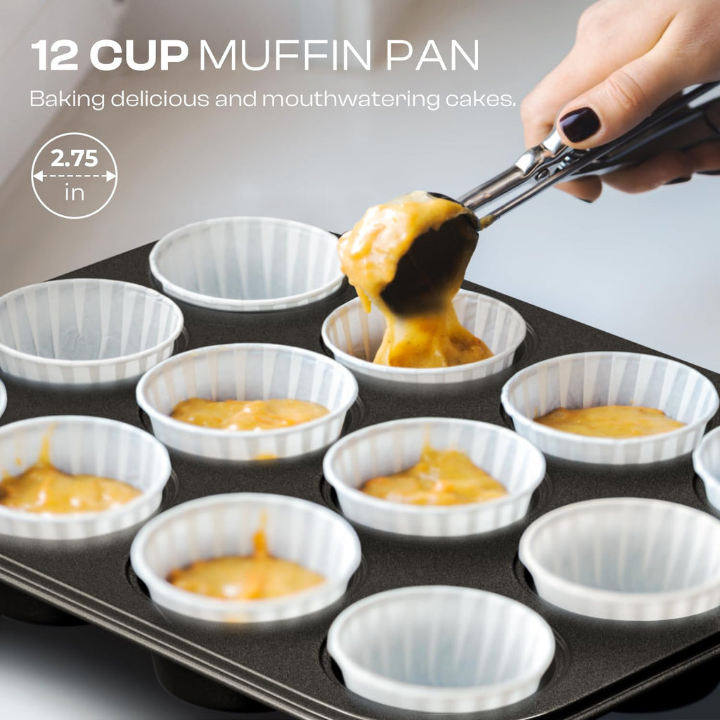 12-Piece Nonstick Bakeware Set, Stackable Non Toxic Baking Pans Set - Black