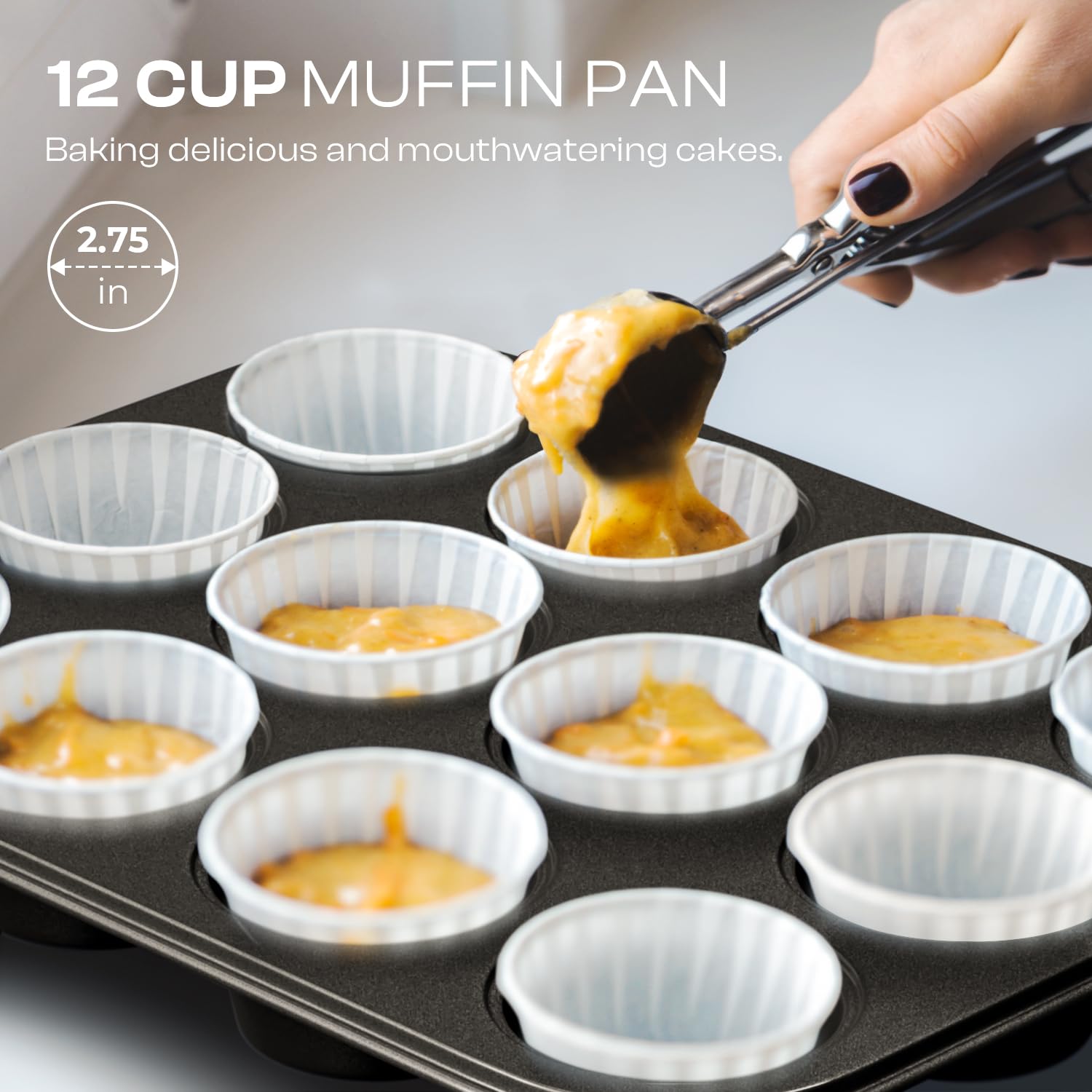 12-Piece Nonstick Bakeware Set, Stackable Non Toxic Baking Pans Set - Black