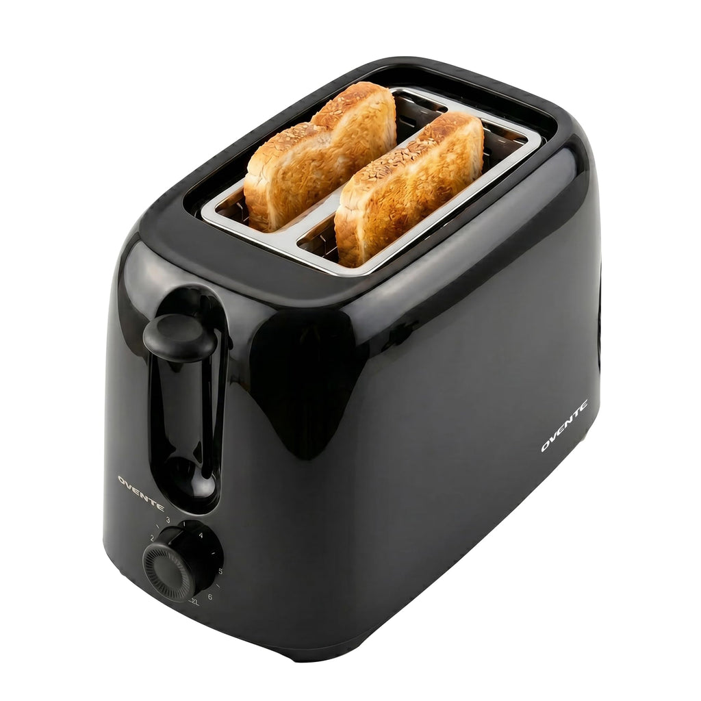 OVENTE Electric 2 Slice Toaster Machine 6-Shade Setting, Black TP2210B