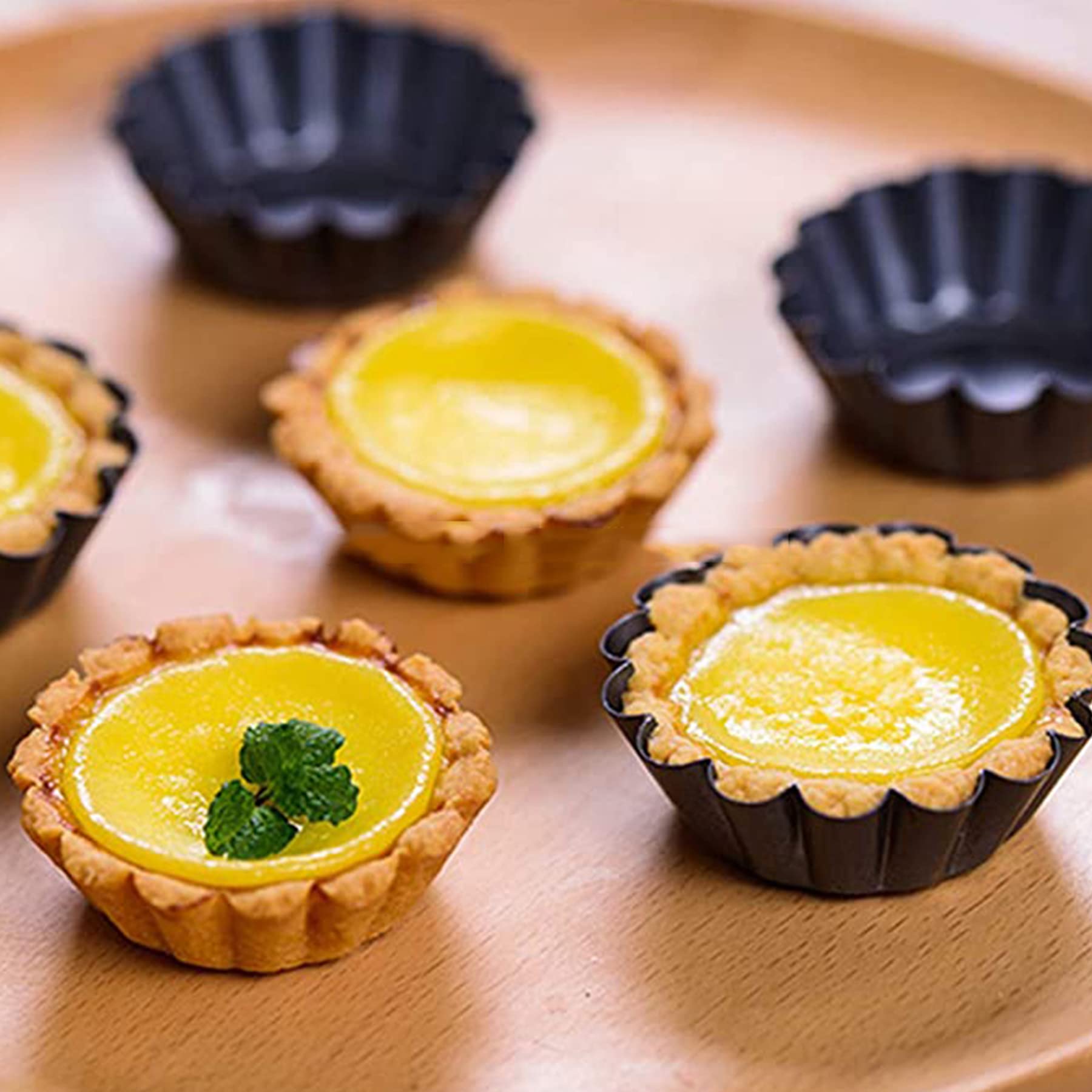 MGGi 12 Packs Egg Tart Mold, Bigger Size 3 x 0.9inch, Non-Stick Pan Carbon Steel Cake Molds, Mini Pie Mould, Muffin Cupcake Pudding Baking Cup Maker - for Pies, Chinese Egg Tart, Cakes