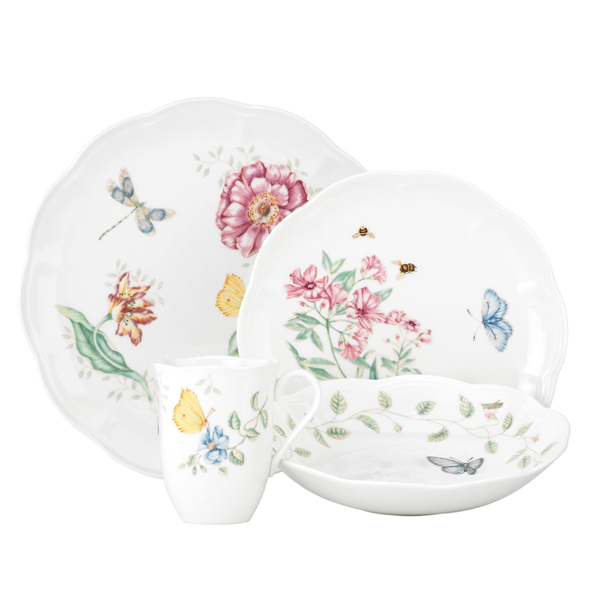Lenox Butterfly Meadow Porcelain Mug Set for 4, 12oz