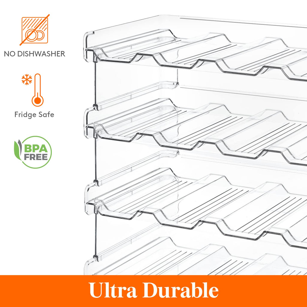 Lifewit Stackable Water Bottle Organizer for Cabinet, Plastic Bottle Holder Fits Bottles/Tumblers up to 3.8" Diameter for Pantry/Countertop, 4 Tier Holds 16 Bottles 41 x 20 x 34 cm/16 x 8 x 13.4