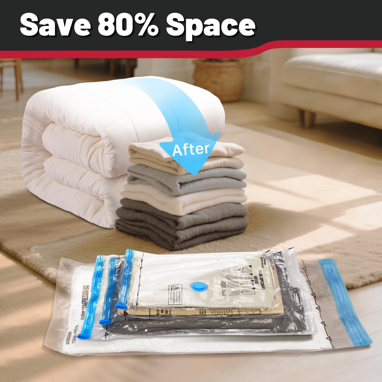 UPGOGO Vacuum Storage Bags with Portable Electric Pump,Vacuum Seal Bags for Clothing,Space Saver Bags,Vacuum Travel Bags for Luggage(Combo 10 Pack)