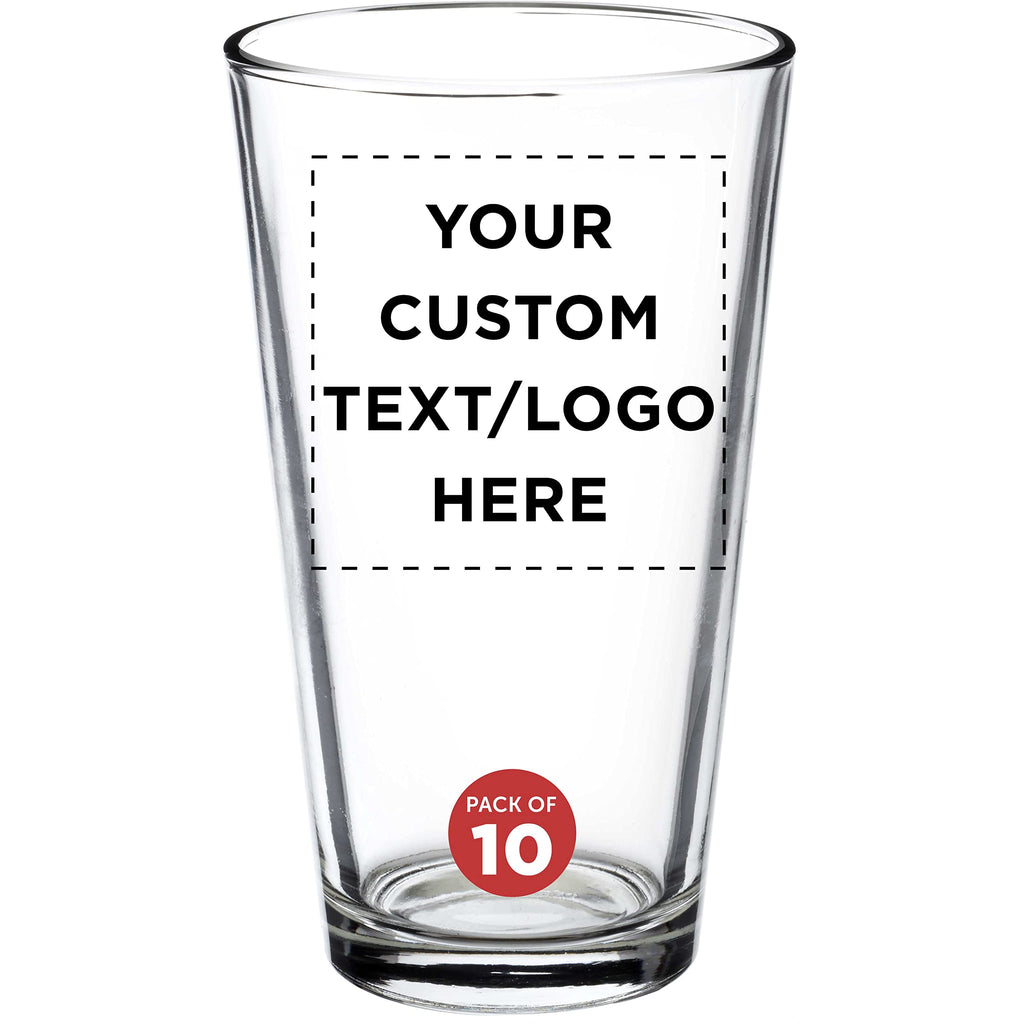 Libbey Pint Glass 16 oz. Set of 10, Bulk Pack - Beer Glasses, Heavy Duty Drinkware - Red