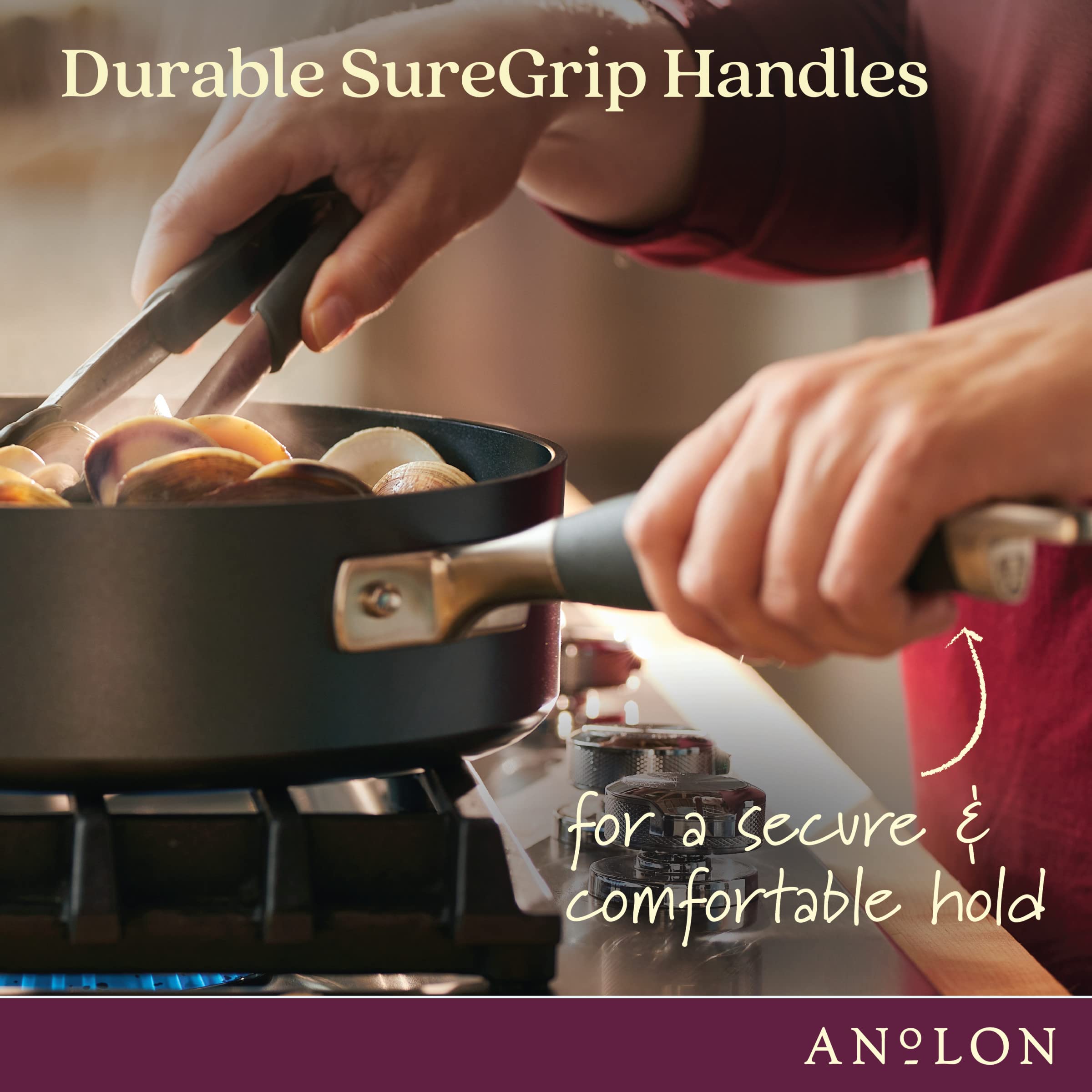Anolon Advanced Home Hard-Anodized Nonstick Stockpot with Lid, 10 Quart Pot, Nonstick Pot, Moonstone