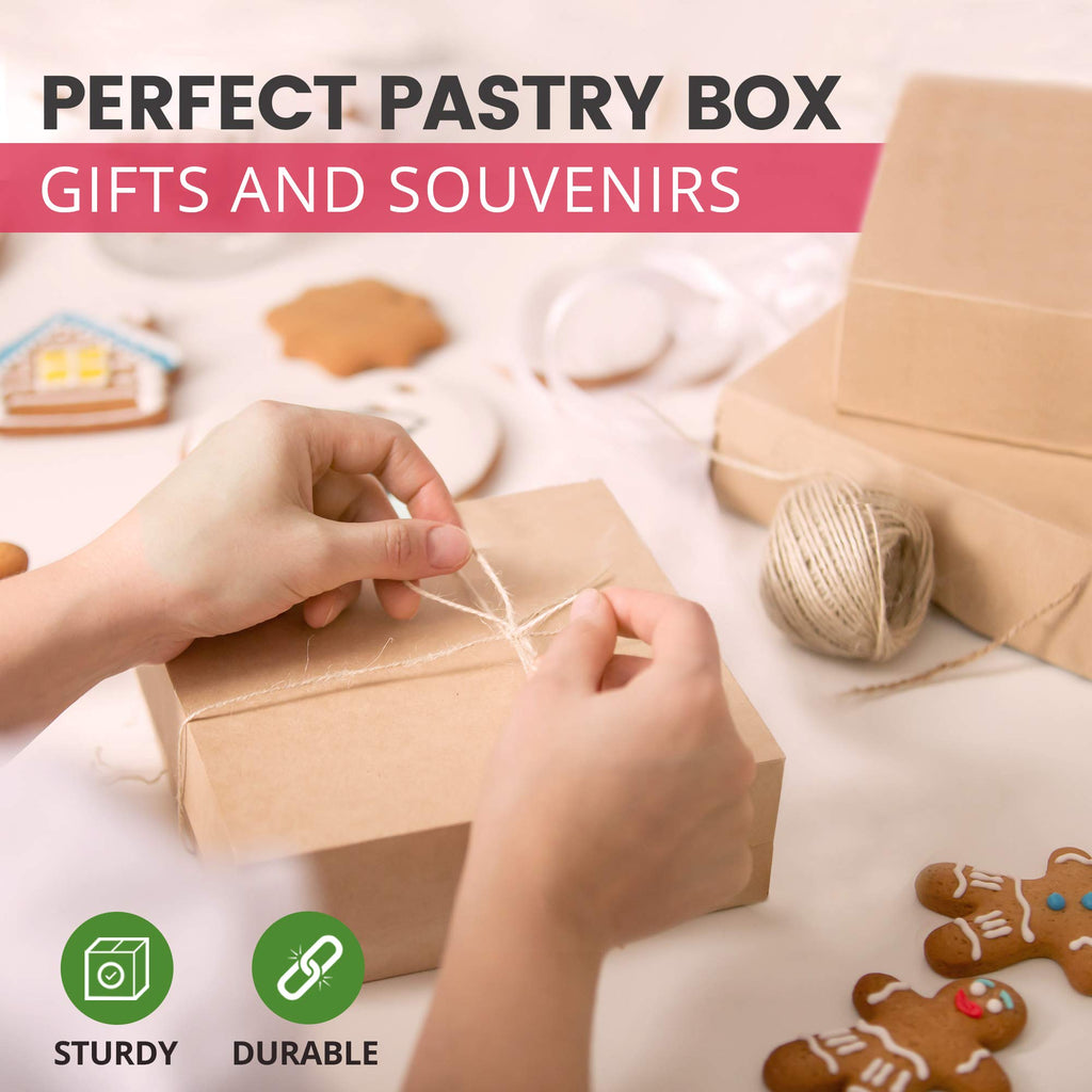 Fit Meal Prep 25 Pack Kraft Bakery Boxes, 9 x 9 x 3 Inches Brown Pastry Boxes, Cardboard Treat Boxes Pie Boxes Cookie Boxes Dessert Boxes for Cupcakes, Chocolates, Donuts, Macarons