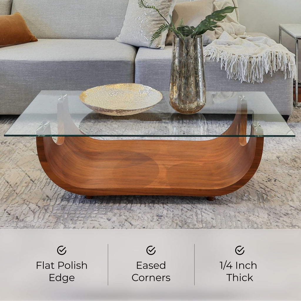36" x 48" Tempered Glass Table Top with 1/4" Thickness, Flat Polished Edge and Safety Corners Clear Surface Replacement for Dining, Coffee or Office Tables Scratch Resistant