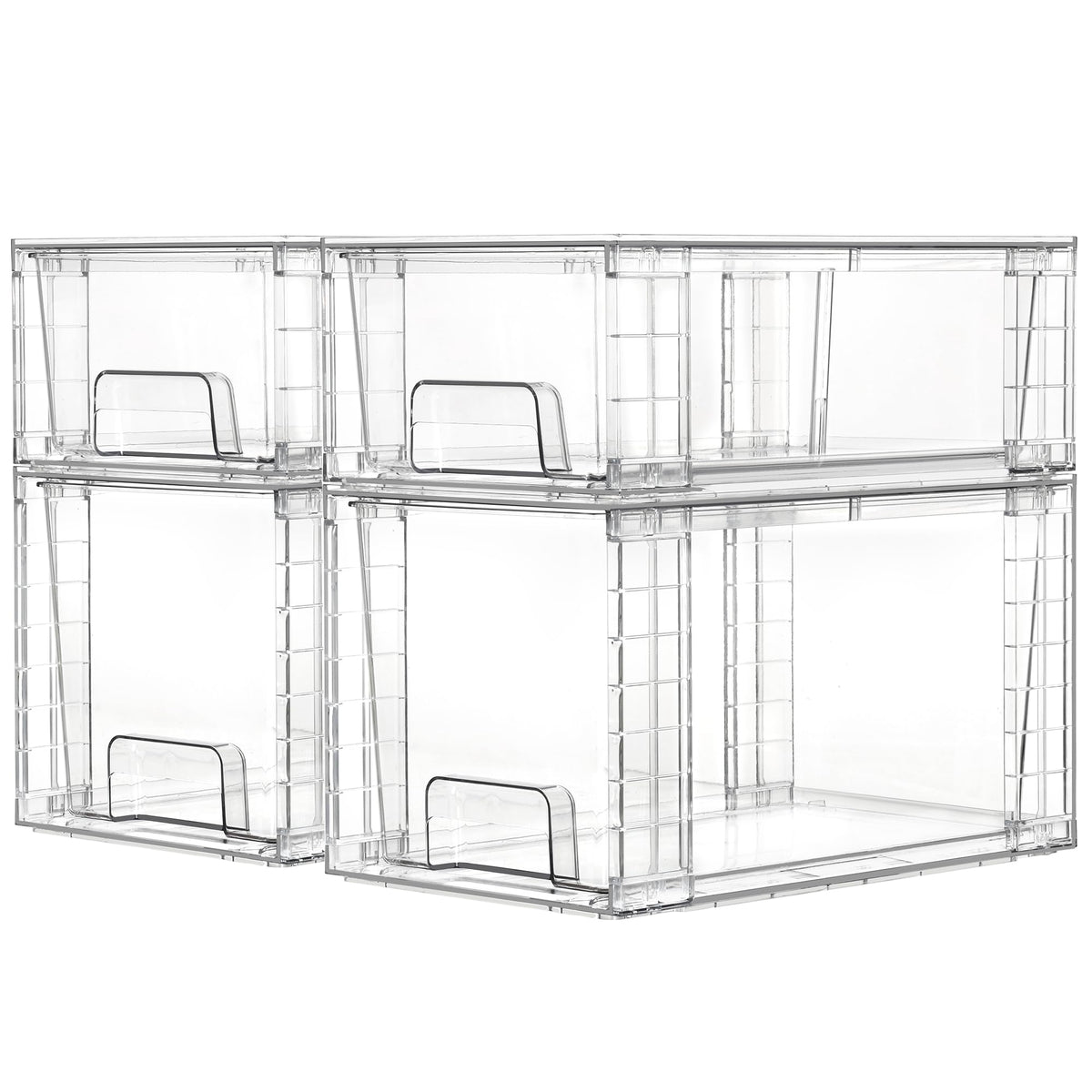 Vtopmart Clear Stackable Storage Drawers, 4 Pack Kitchen Cabinet Set